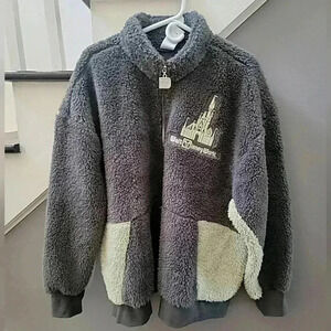 Disney World Deep Pile Fleece XXL Pullover 1/4 Zip Disney Parks Embroidered Soft